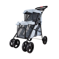 Ibiyaya Double Decker Pet Bus Stroller (Silver Grey)