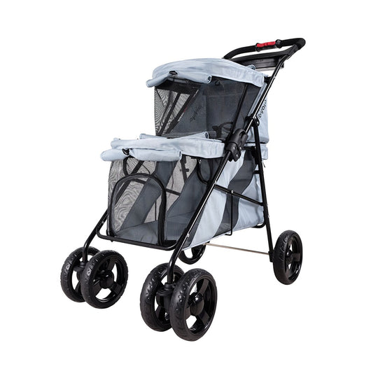 Ibiyaya Double Decker Pet Bus Stroller (Silver Grey)