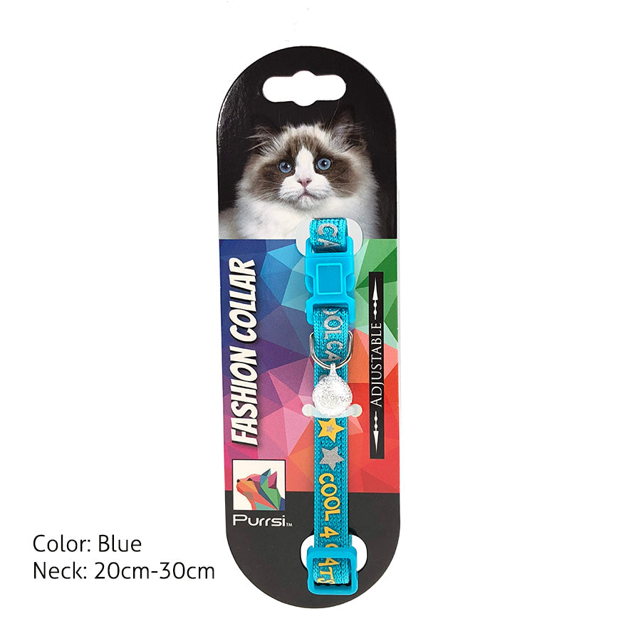 Purrsi Chic Adjustable Bell Collars (Blue)