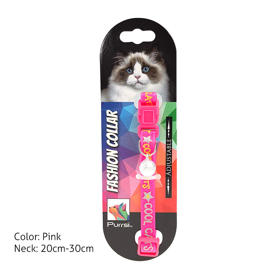 Purrsi Chic Adjustable Bell Collars (Pink)