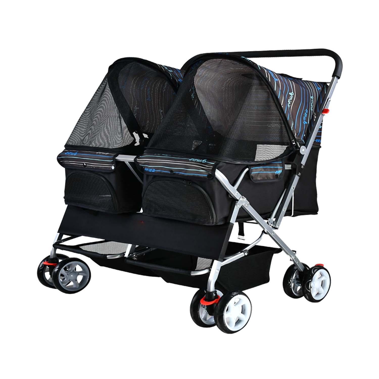 twin dog stroller 2gather Twin Pet Stroller (black/stripe) – Pets' Station