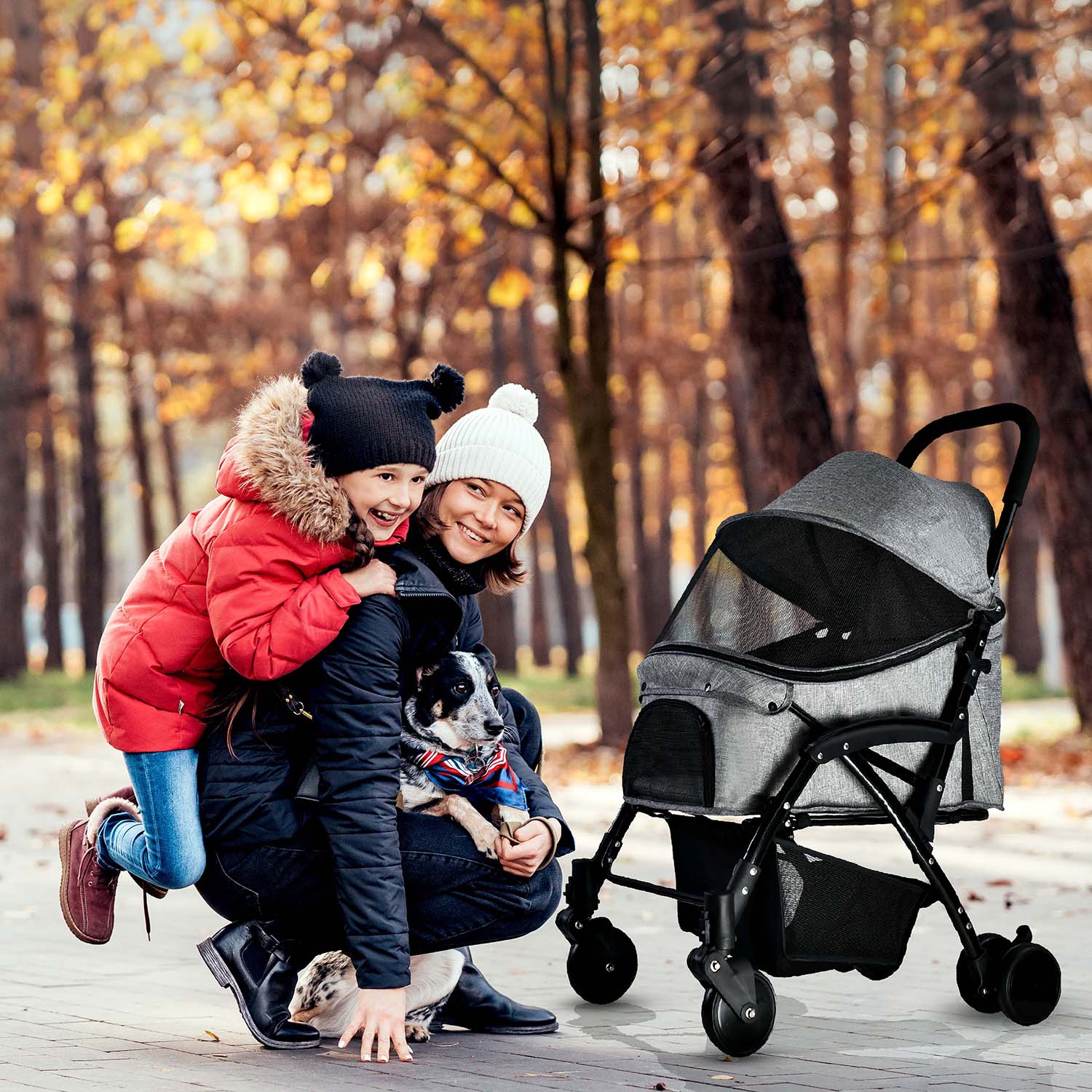 2gather Deluxe Pet Stroller (grey/black)