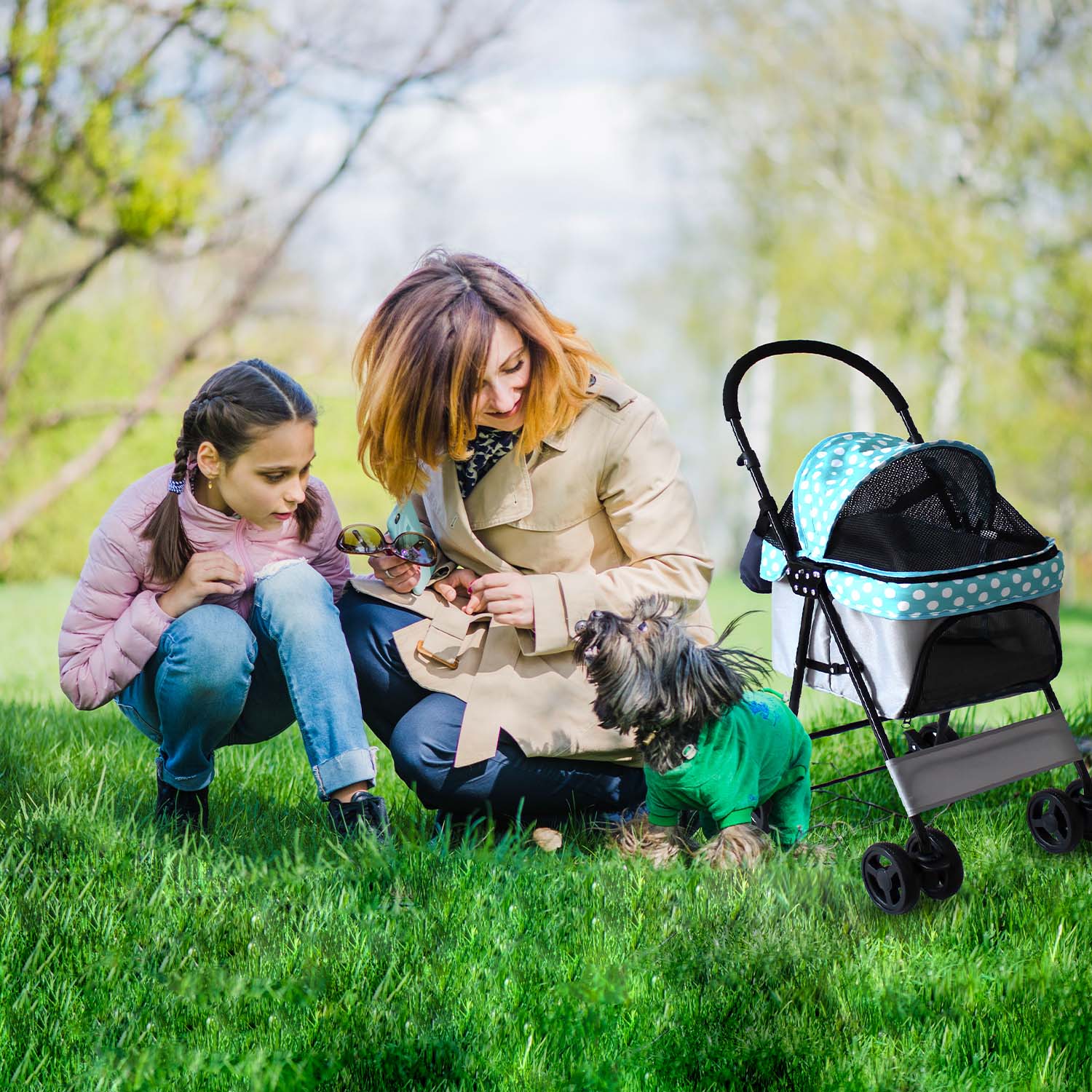 2gather Ultra Light Pet Stroller (light Blue With Polka Dot)