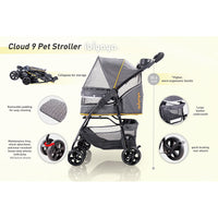 Ibiyaya Cloud 9 Pet Stroller (Mustard Yellow)
