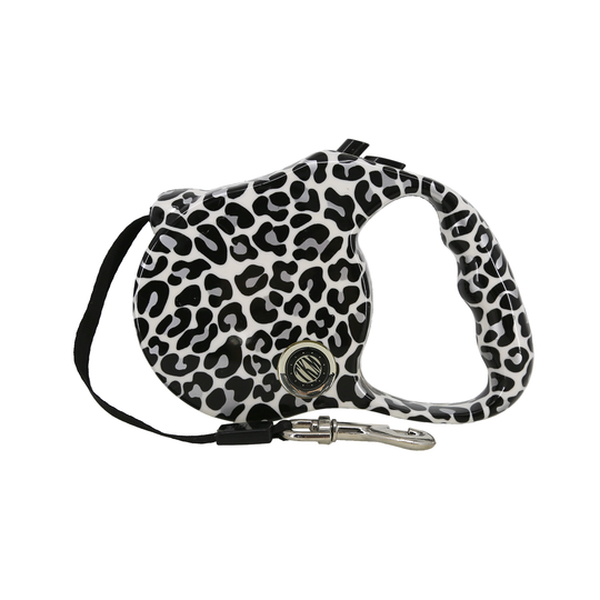 Bobo TKM Retractable Dog Leopoard Lead (Black)