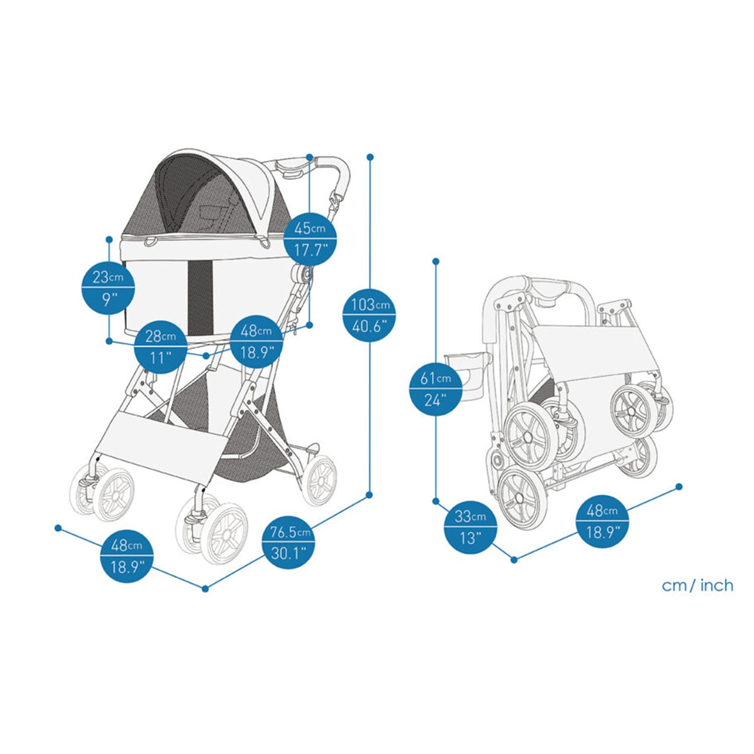 Ibiyaya Travois Tri-fold Pet Travel System (Spearmint)