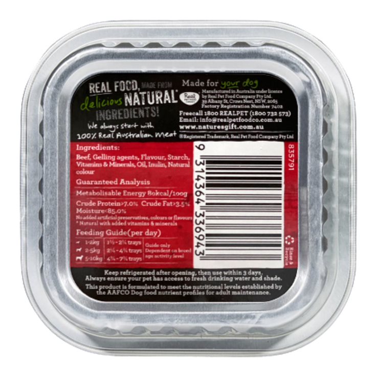 Nature's Gift Gourmet Loaf Style Beef Fillet Tray Dog Food