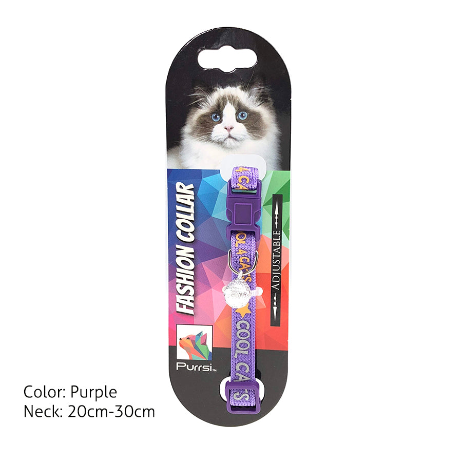 Purrsi Chic Adjustable Bell Collars (Purple)