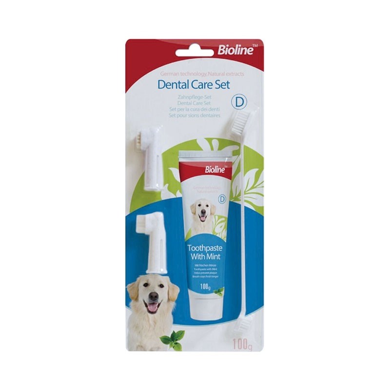 Bioline Dog Toothpaste With Mint Dental Care Set