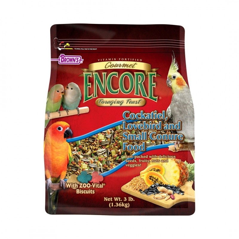 Brown s Encore Gourmet Foraging Feast Cockatiel Food Pets Station