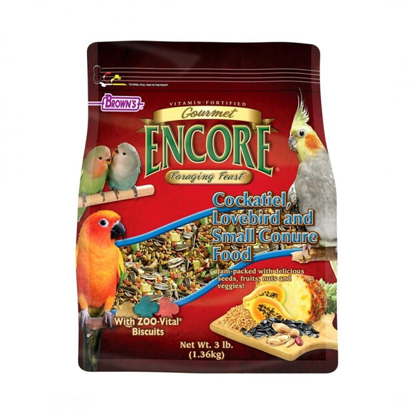 Brown s Encore Gourmet Foraging Feast Cockatiel Food Pets Station