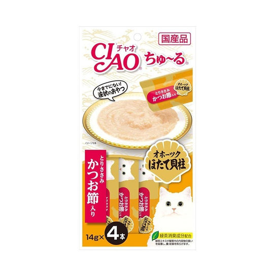 Ciao Churu Chicken Fillet Scallop & Sliced Bonito Cat Treats