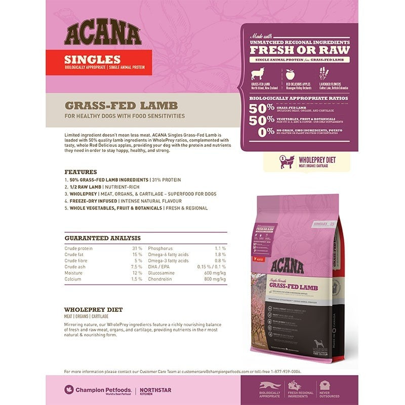 Acana Singles Grass-fed Lamb Dry Dog Food