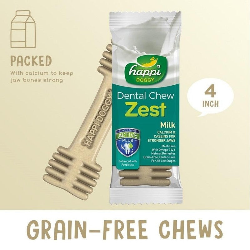 Happy Skippi Dental Chew Zest Milk Dog Treat (4 inch)