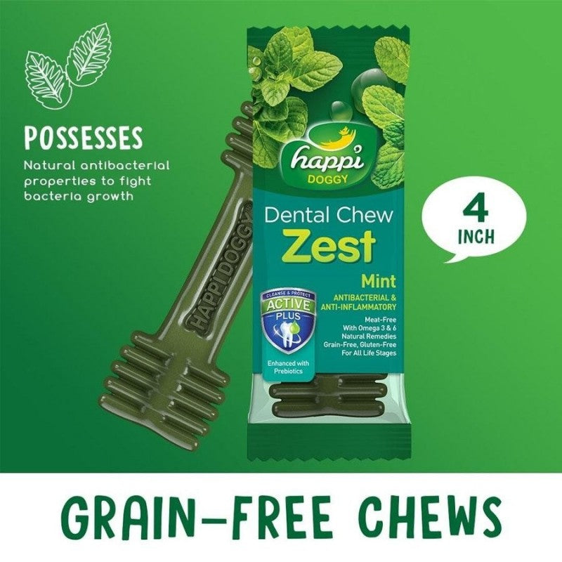 Happi Skippi Dental Chew Zest Mint Dog Treat (4 inch)