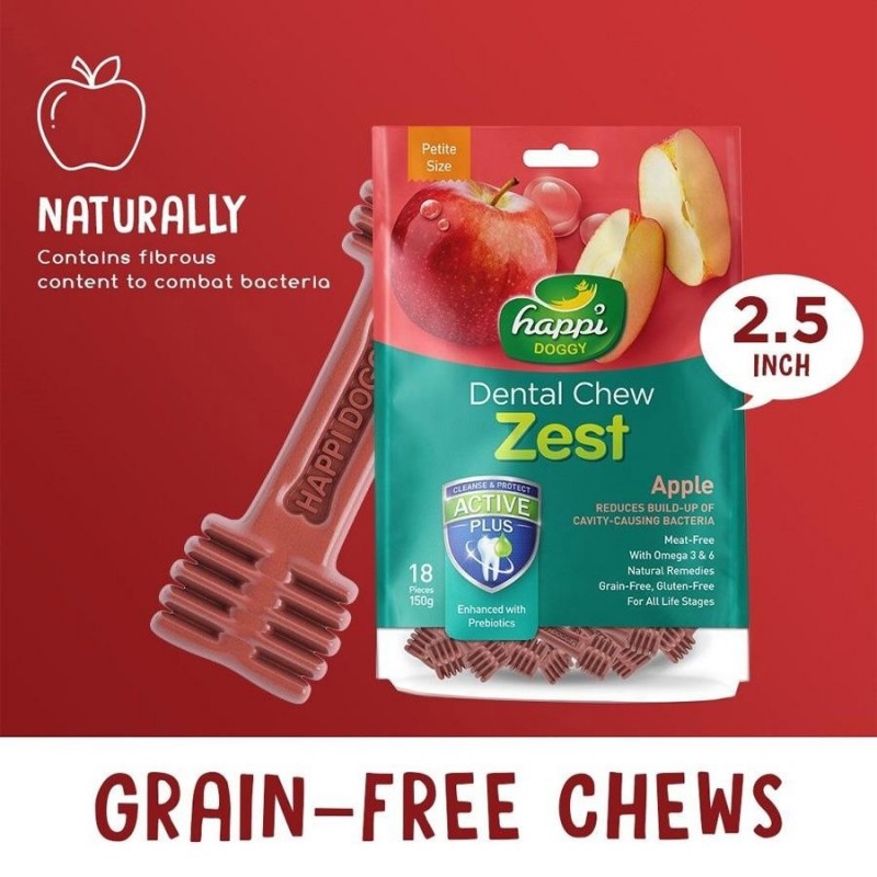 Happi Skippi Dental Chew Zest Petite Apple Dog Treats (2.5 inch)