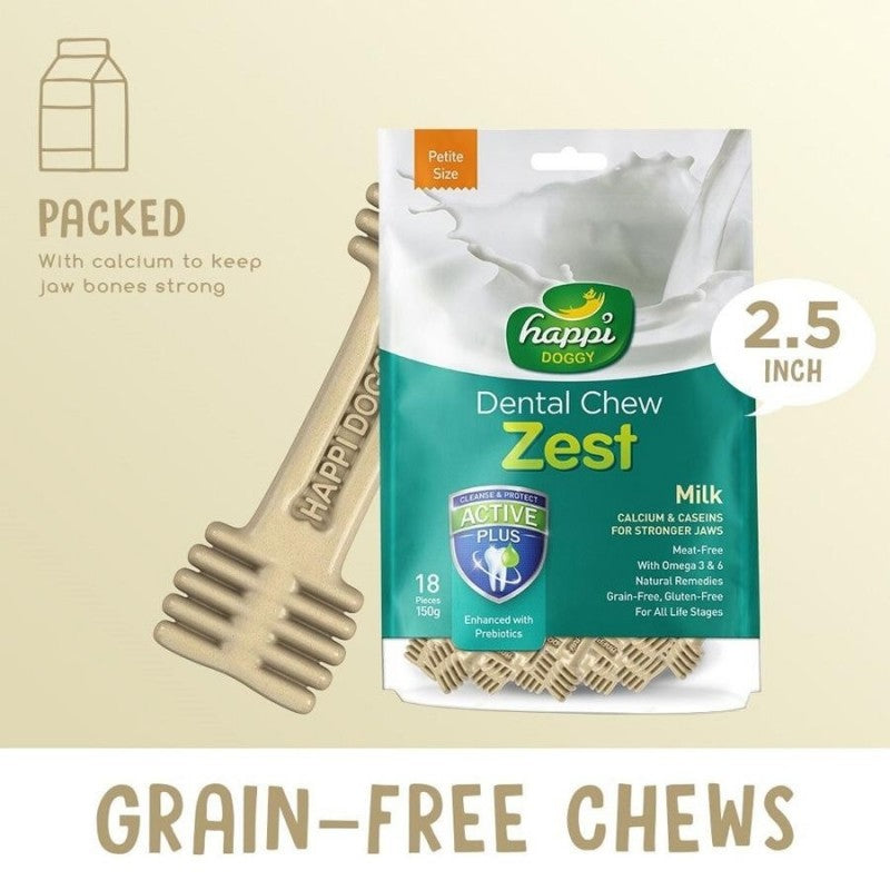 Happi Skippi Dental Chew Zest Petite Milk Dog Treat (2.5 inch)