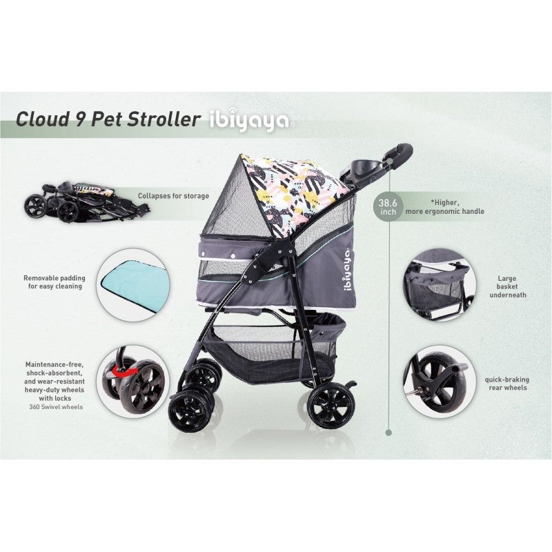 Ibiyaya Cloud 9 Pet Stroller (Mint Green)