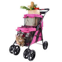 Ibiyaya Double Decker Pet Bus Stroller (Red Violet)