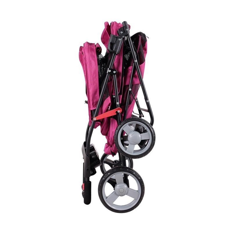 Ibiyaya Double Decker Pet Bus Stroller (Red Violet)