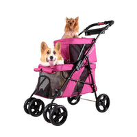 Ibiyaya Double Decker Pet Bus Stroller (Red Violet)
