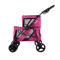 Ibiyaya Double Decker Pet Bus Stroller (Red Violet)
