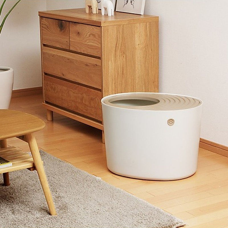 Iris Top Entry Cat Litter Box With Scoop (White)