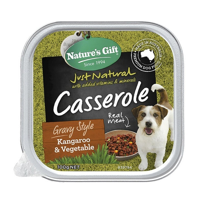 Nature's Gift Casserole Gravy Style Kangaroo & Vegetable Tray Dog Food