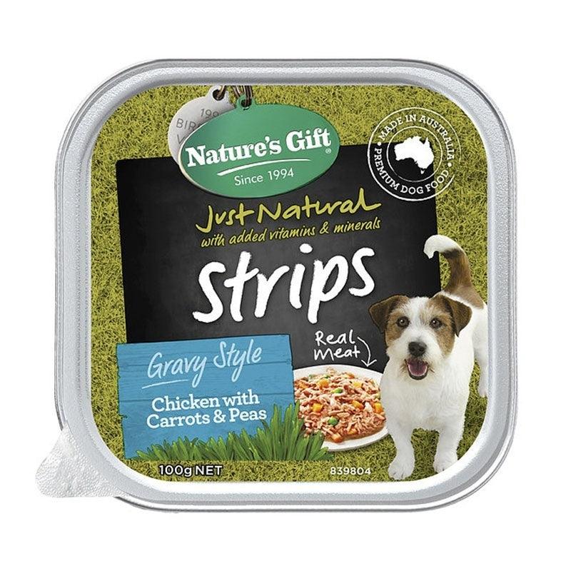 Nature's Gift Strips Gravy Style Chicken With Carrots & Peas Tray Dog Food - Pets' Station