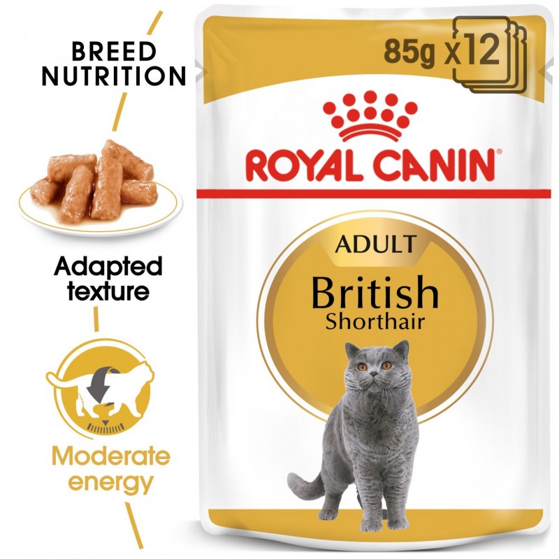 Royal Canin Feline Breed Nutrition Adult British Shorthair Pouch Cat Food