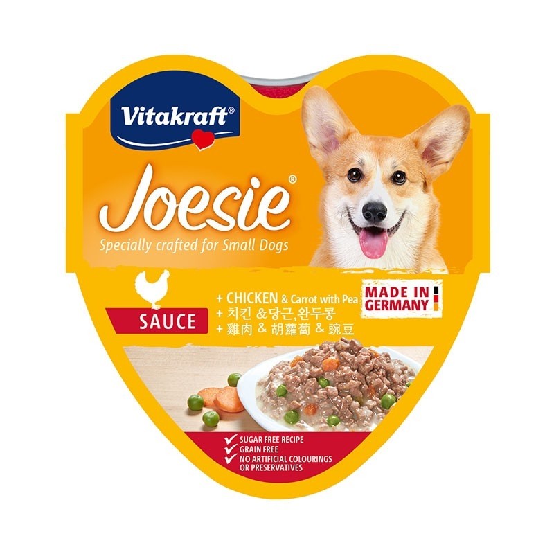 Vitakraft Joesie Hearts Chicken & Carrot With Pea Sauce Tray Dog Food
