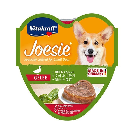 Vitakraft Joesie Hearts Duck & Spinach In Jelly Tray Wet Dog Food 85g